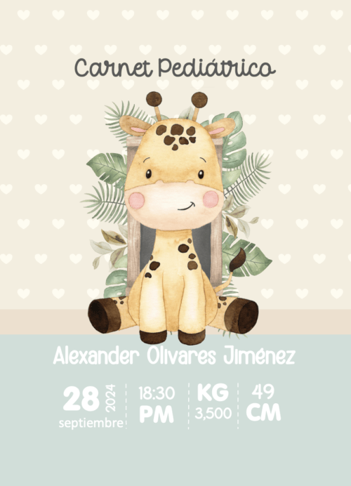 portada agenda pediatrica jirafa Carnet de Control Pediátrico Personalizado
