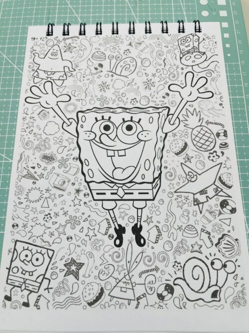 libro de colorear arte antiestres de "bob esponja"