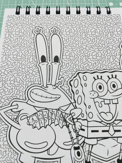 libro de colorear arte antiestres de "bob esponja"