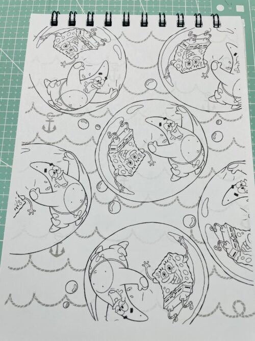 libro de colorear arte antiestres de "bob esponja"