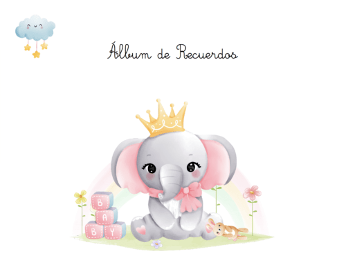 Album de bebe personalizado elefante portada recuerdos fotos