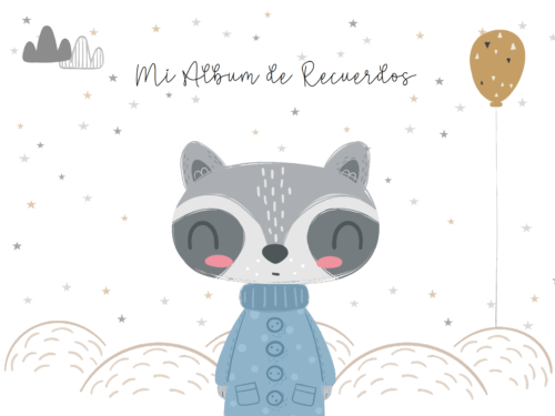album de bebe personalizado portada mapache fotos recuerdos