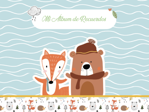 Album de bebe personalizado osito y zorro portada recuerdos fotos