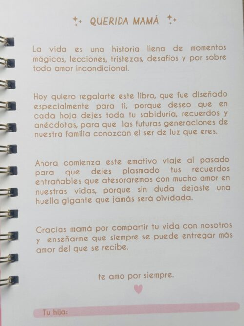 Libro "Mamá Cuéntame tu Historia"