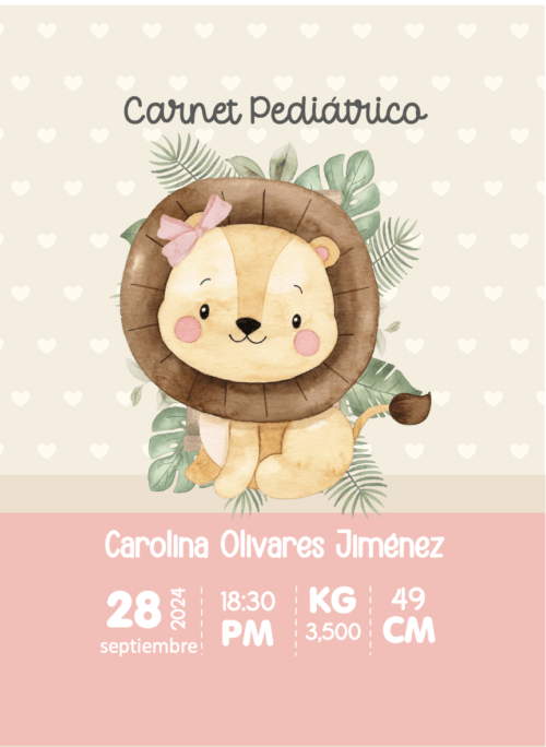 portada agenda pediatrica leon femenina Carnet de Control Pediátrico Personalizado