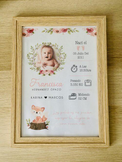 cuadro con foto bebe femenino personalizado regalo