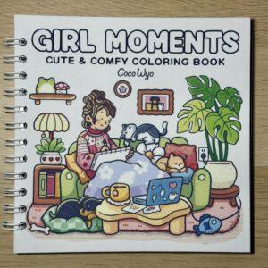 libro-para-colorear-girl-moments-portada Portada del libro para colorear Girl Moments con ilustraciones de autocuidado y momentos cotidianos.