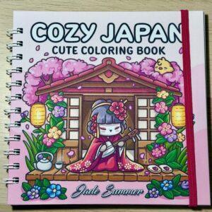 libro-para-colorear-cozy-japan-portada Portada del libro para colorear Cozy Japan con ilustraciones inspiradas en la cultura japonesa y la estética cozy.
