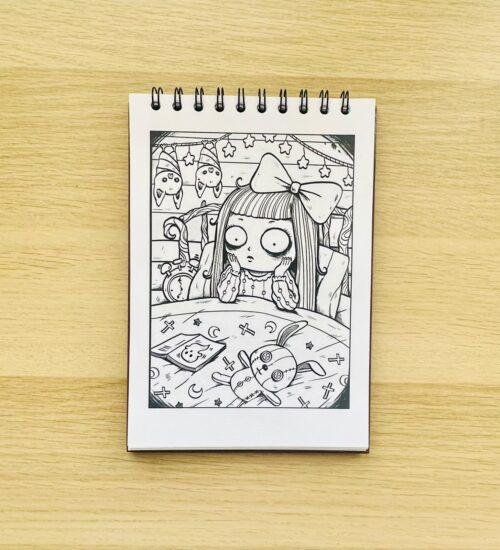 Libro para colorea Spooky Girl Hoja interior Libro para colorear Spooky Girl de Papelería de Natiruts