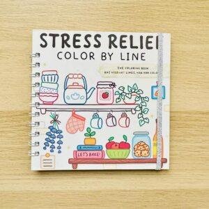 libro para colorear Stress relief color by line portada